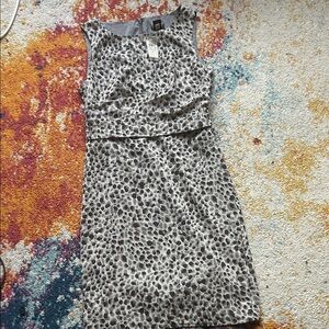 Ann Taylor Factory Black and Gray Patterned Midi Dress